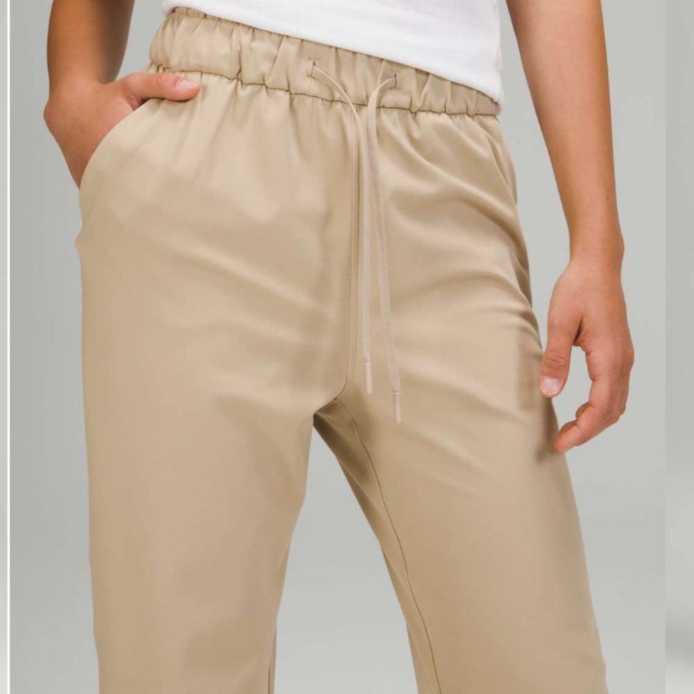 Beige Elastic Waist Pants